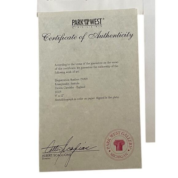 Anatole Krasnyansky Devon Carnishe England' Seriolithograph Signed COA 2005 - Picture 3 of 3